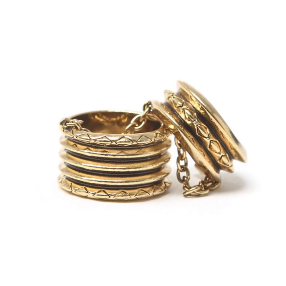 House of Harlow Engraved Double Ring in Gold